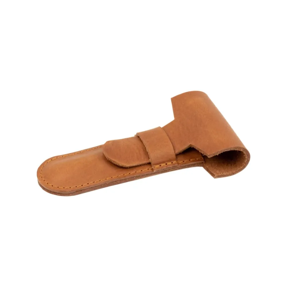 MERKUR Leather Razor Case - Brown Cowhide, Fits All MERKUR Razors Except 24001, Up to 110 mm