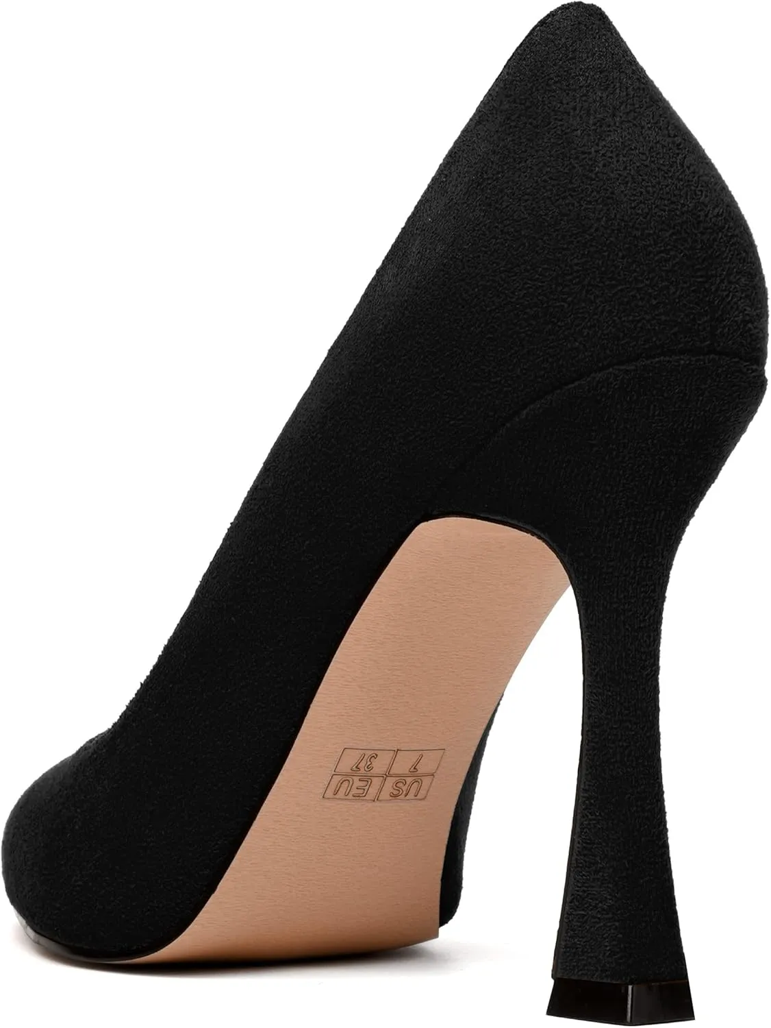 MERRORI Women's Stiletto High Heels Pointed Toe Solid Dress Suede Evening Slip On Heel Pumps Shoes 4 Inch