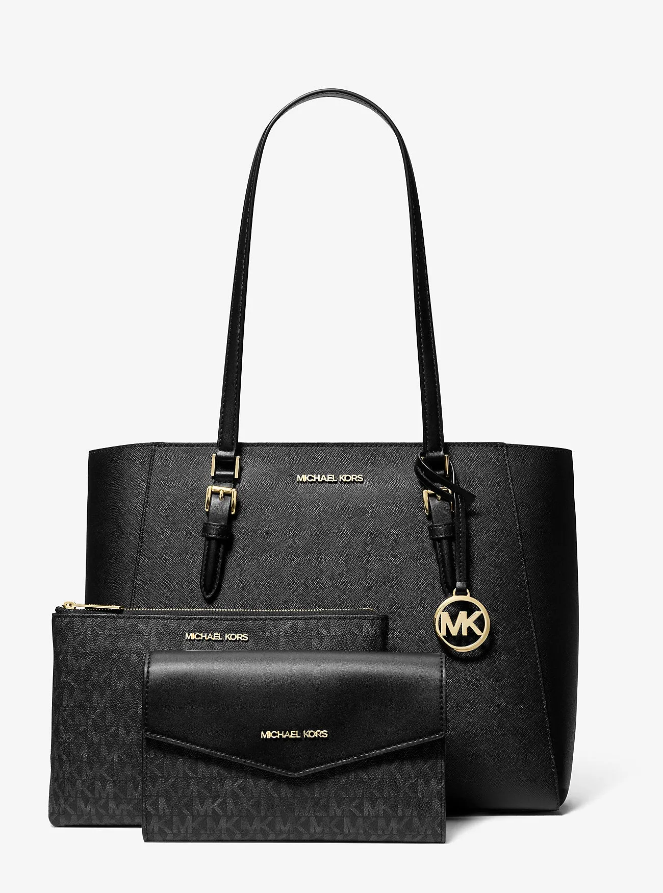 Micheal Kors Charlotte Large Saffiano Leather 3-in-1 Tote Bag Black