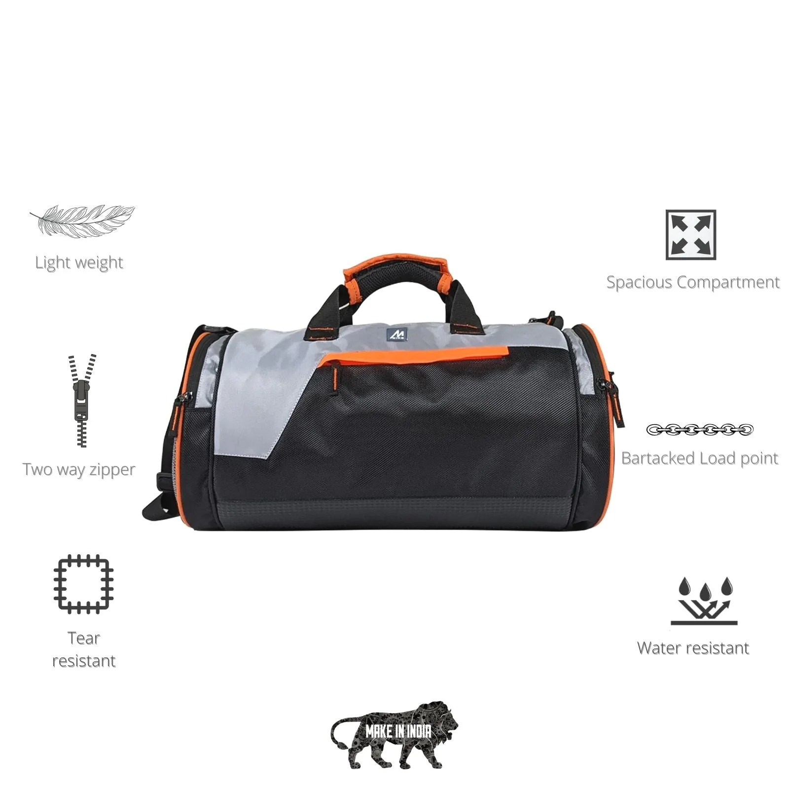Mike dual tone gym bag - Grey & black