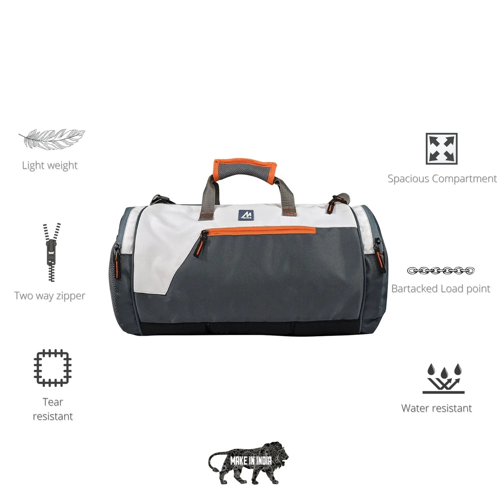 Mike dual tone gym bag - Grey & white