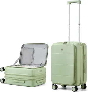 MILADA 20 inch Expandable Carry On Luggage 22x14x9 Airline Approved With Wheels Top Opening Carry On Suitcase Travel Luggage With TSA Carry On Luggage Carry On Bag Hard Shell Suitcases, Bamboo Green