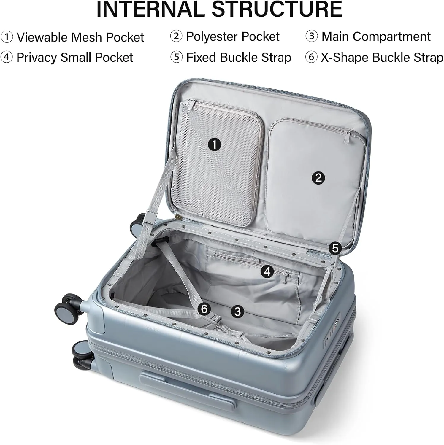 MILADA Expandable Carry On Luggage 22x14x9 Airline Approved With Wheels Top Opening 20 inch Carry On Bag Hard Case Luggage TSA Approved Carry On Suitcase Rolling Luggage for Weekender, Grey