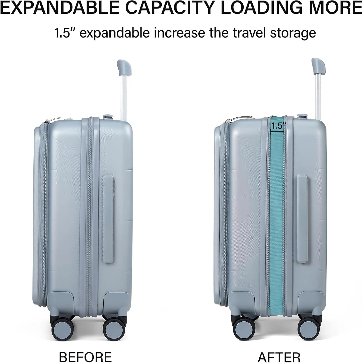 MILADA Expandable Carry On Luggage 22x14x9 Airline Approved With Wheels Top Opening 20 inch Carry On Bag Hard Case Luggage TSA Approved Carry On Suitcase Rolling Luggage for Weekender, Grey