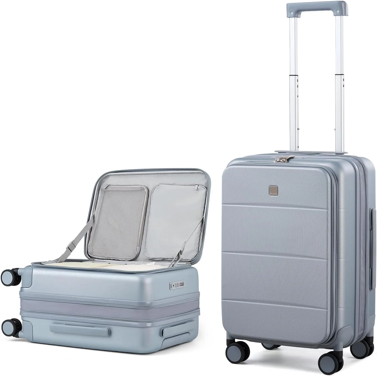 MILADA Expandable Carry On Luggage 22x14x9 Airline Approved With Wheels Top Opening 20 inch Carry On Bag Hard Case Luggage TSA Approved Carry On Suitcase Rolling Luggage for Weekender, Grey