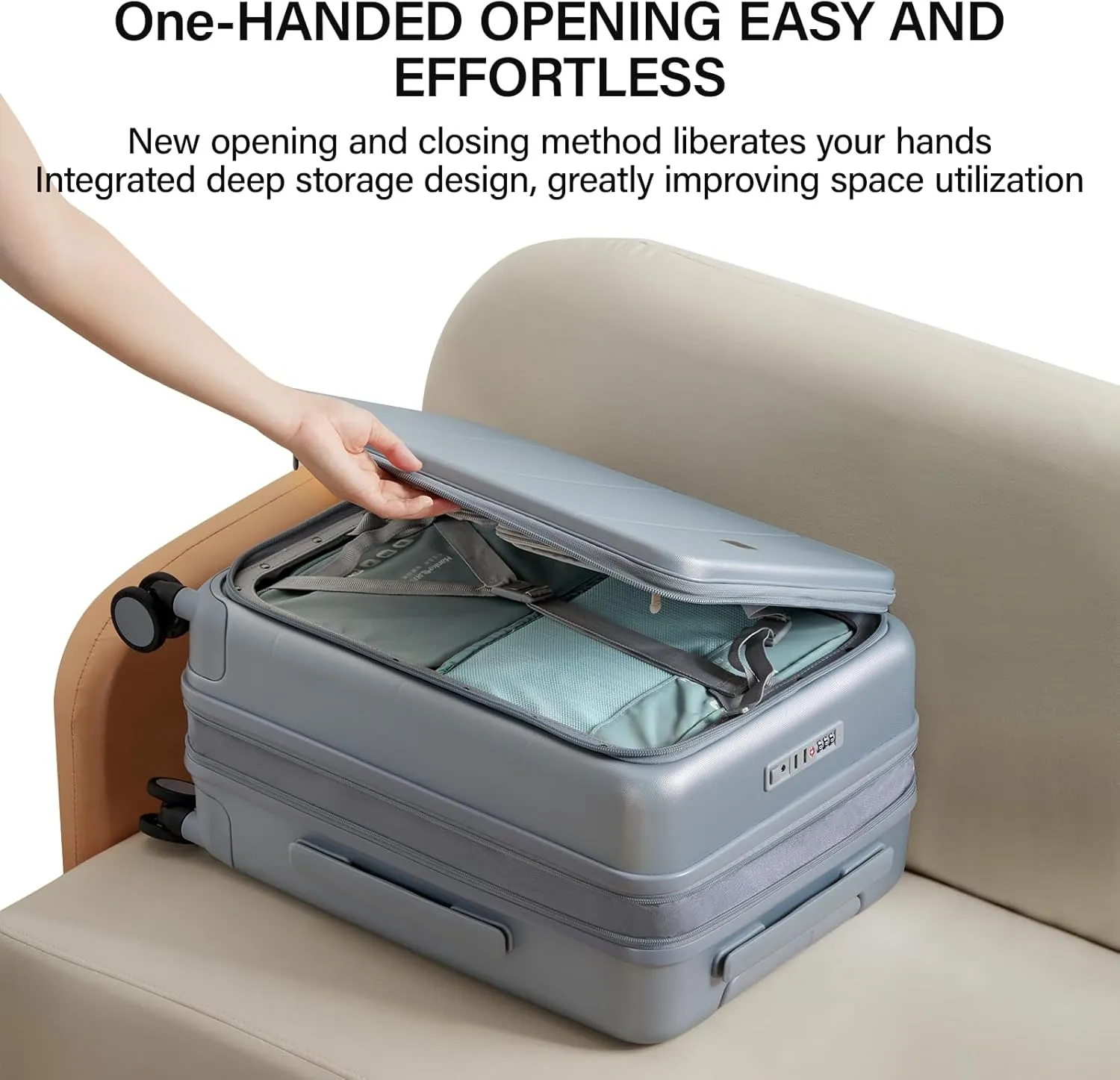 MILADA Expandable Carry On Luggage 22x14x9 Airline Approved With Wheels Top Opening 20 inch Carry On Bag Hard Case Luggage TSA Approved Carry On Suitcase Rolling Luggage for Weekender, Grey