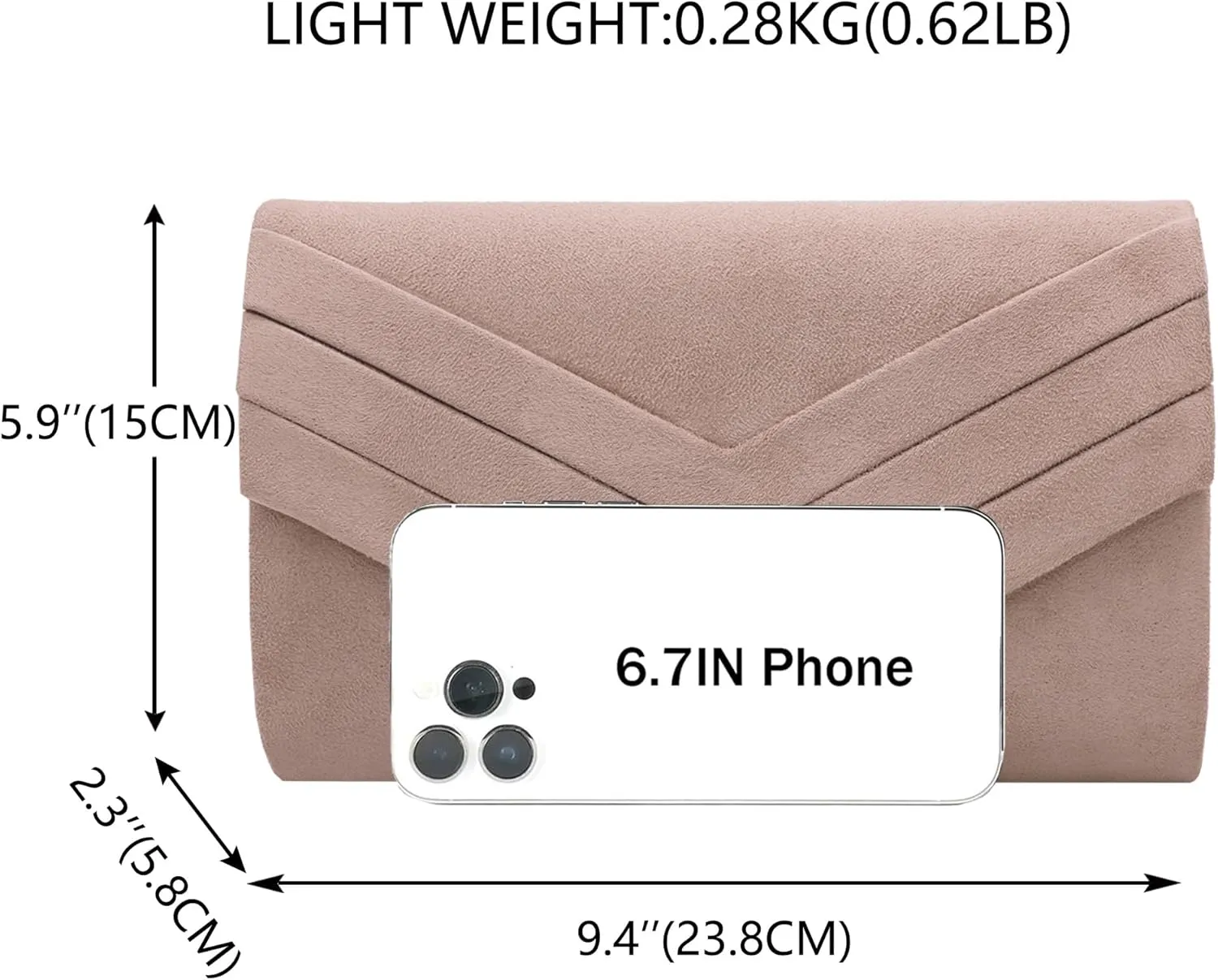 Milisente Evening Bag for Women, Suede Envelope Evening Purses Crossbody Shoulder Clutch Bag