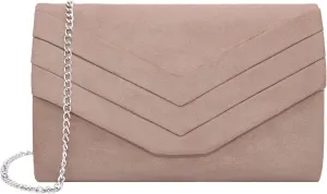 Milisente Evening Bag for Women, Suede Envelope Evening Purses Crossbody Shoulder Clutch Bag