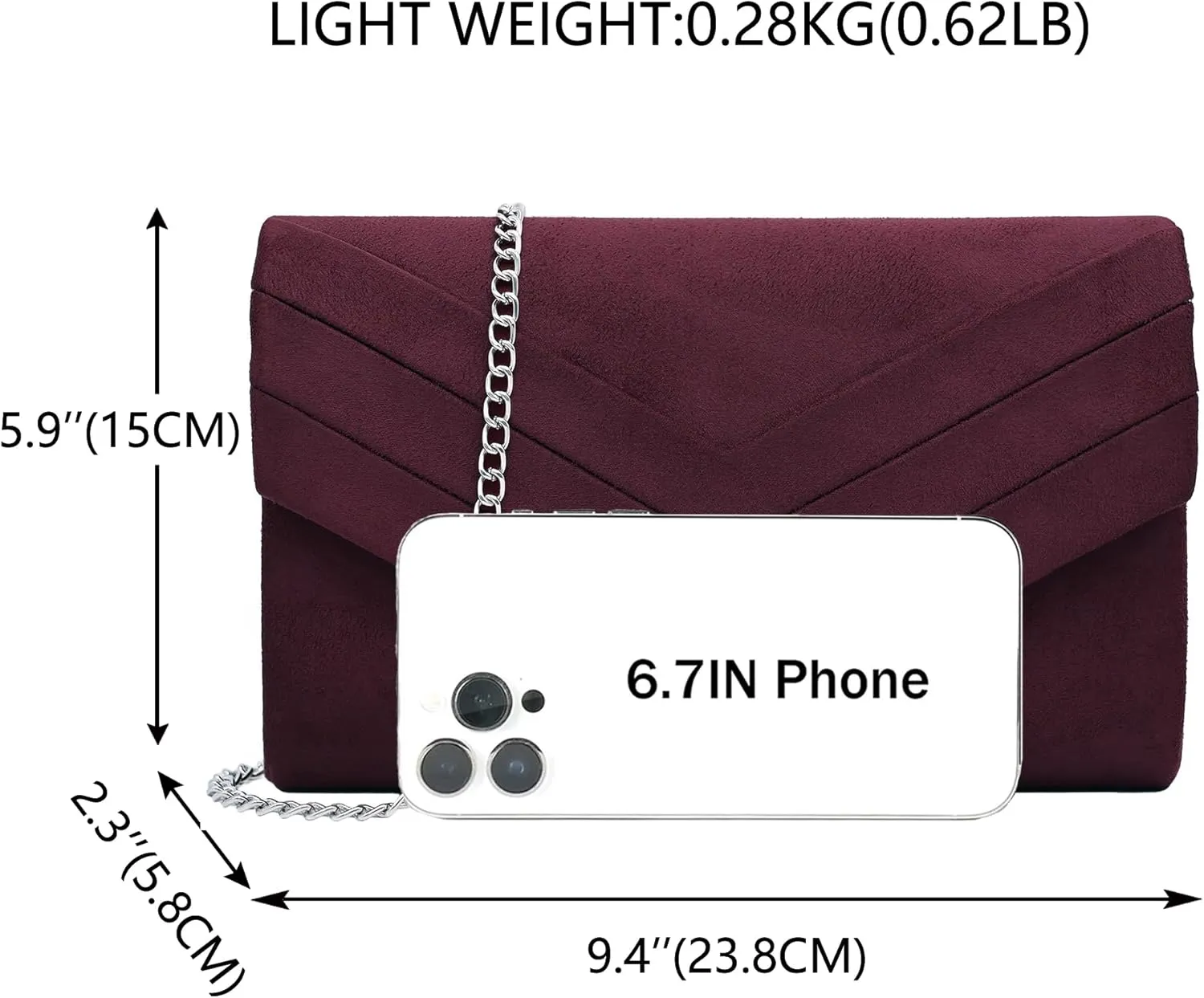 Milisente Evening Bag for Women, Suede Envelope Evening Purses Crossbody Shoulder Clutch Bag
