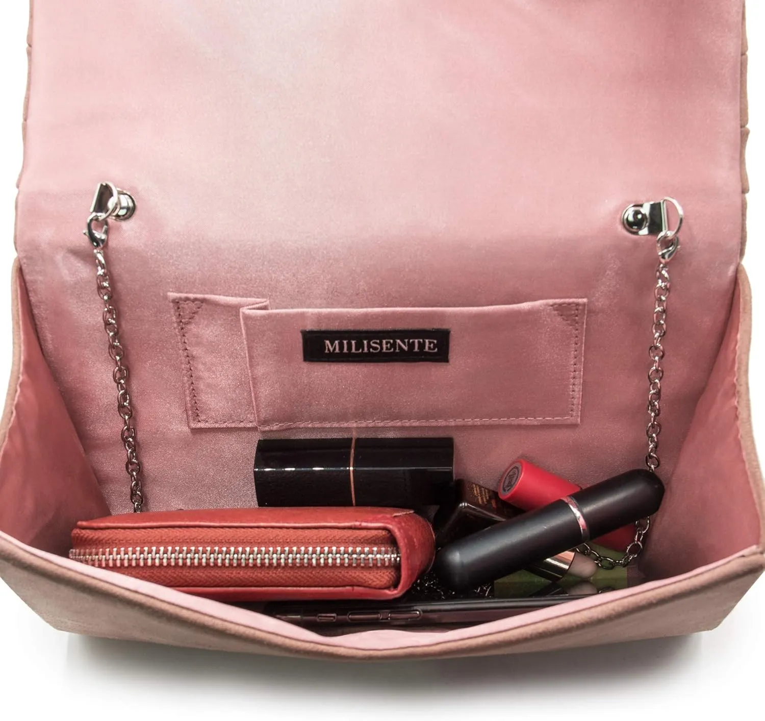 Milisente Evening Bag for Women, Suede Envelope Evening Purses Crossbody Shoulder Clutch Bag