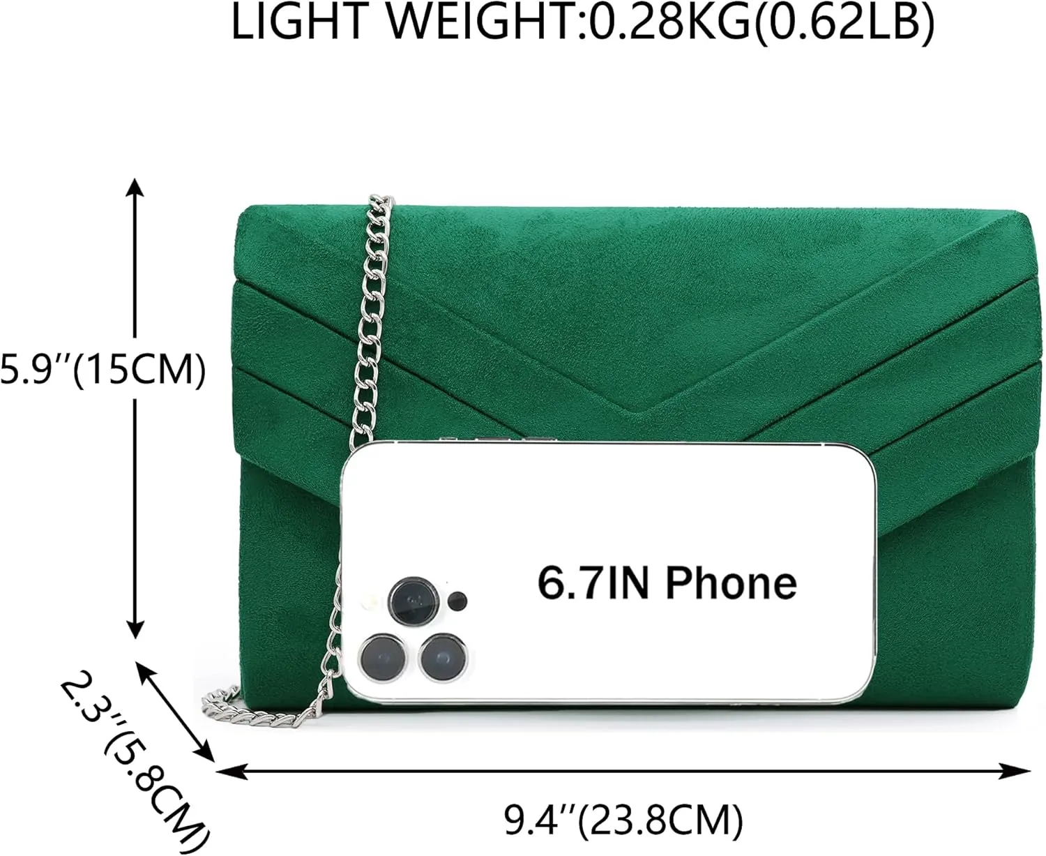 Milisente Evening Bag for Women, Suede Envelope Evening Purses Crossbody Shoulder Clutch Bag