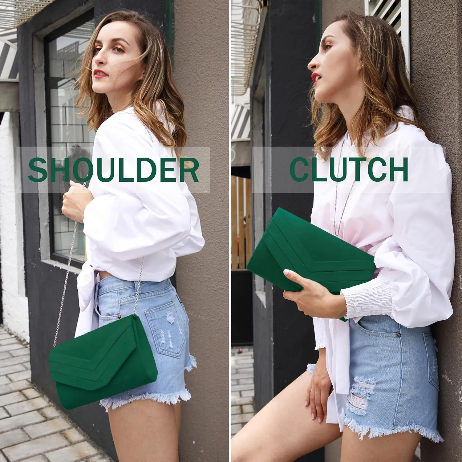 Milisente Evening Bag for Women, Suede Envelope Evening Purses Crossbody Shoulder Clutch Bag