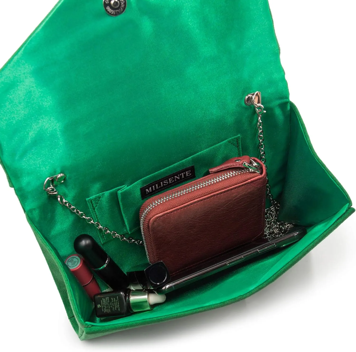 Milisente Evening Bag for Women, Suede Envelope Evening Purses Crossbody Shoulder Clutch Bag