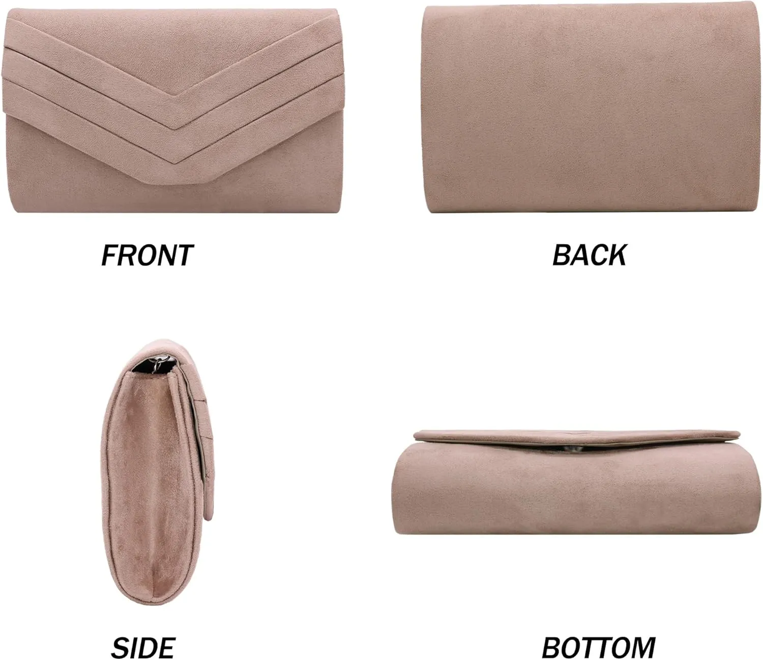 Milisente Evening Bag for Women, Suede Envelope Evening Purses Crossbody Shoulder Clutch Bag