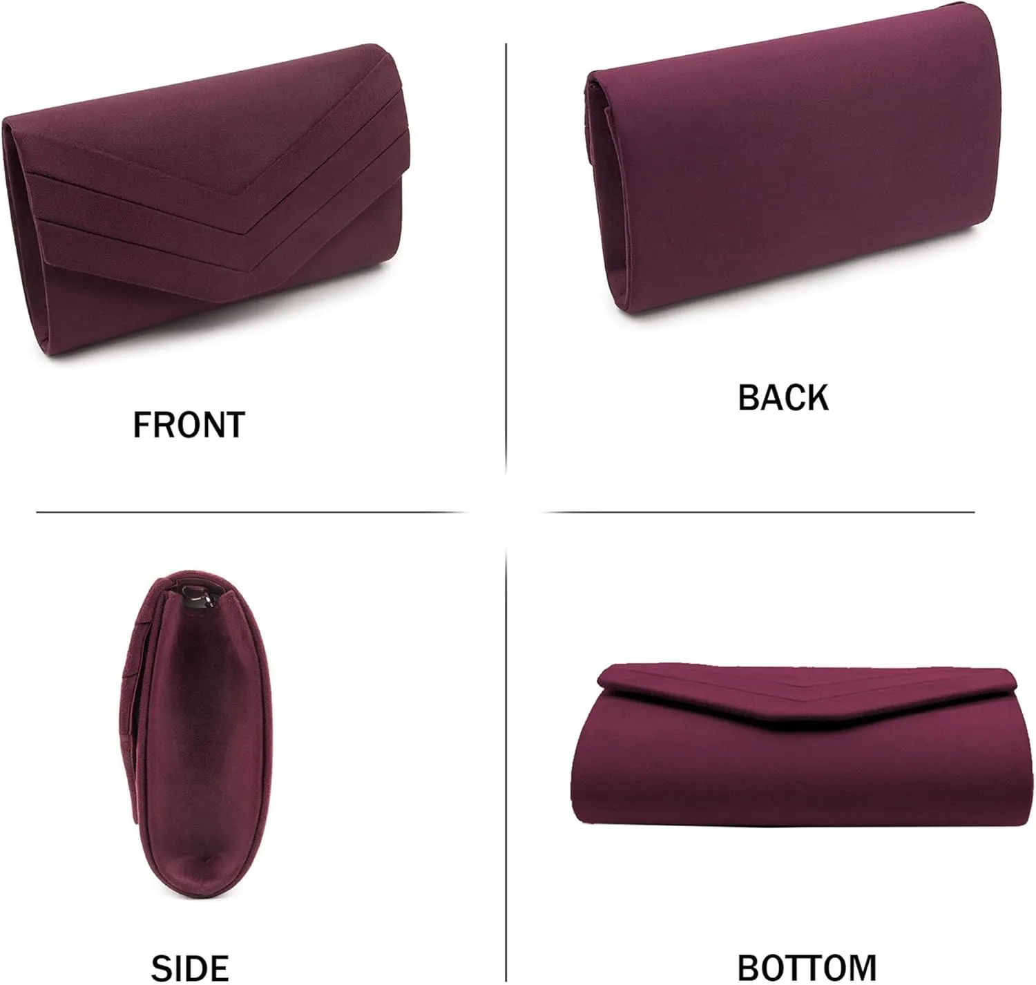 Milisente Evening Bag for Women, Suede Envelope Evening Purses Crossbody Shoulder Clutch Bag