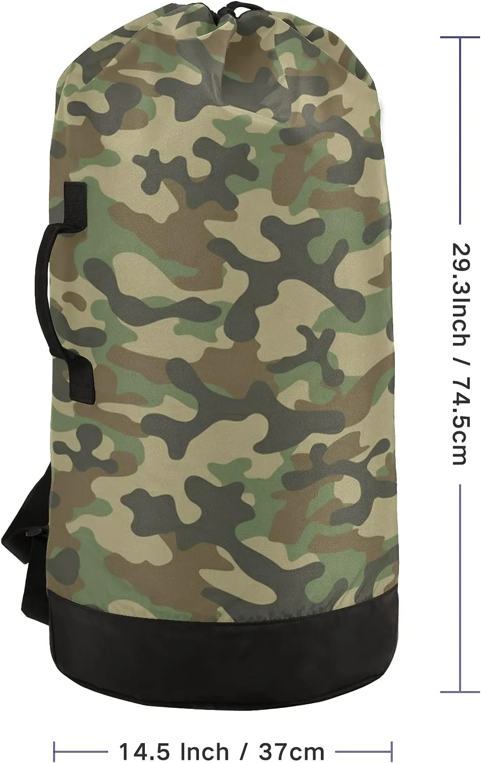 Military Army Camouflage Green Laundry Bag Large Heavy Duty Laundry Backpack for College Students Laundry bag with Shoulder Straps Washable for Camp Traveling Waterproof