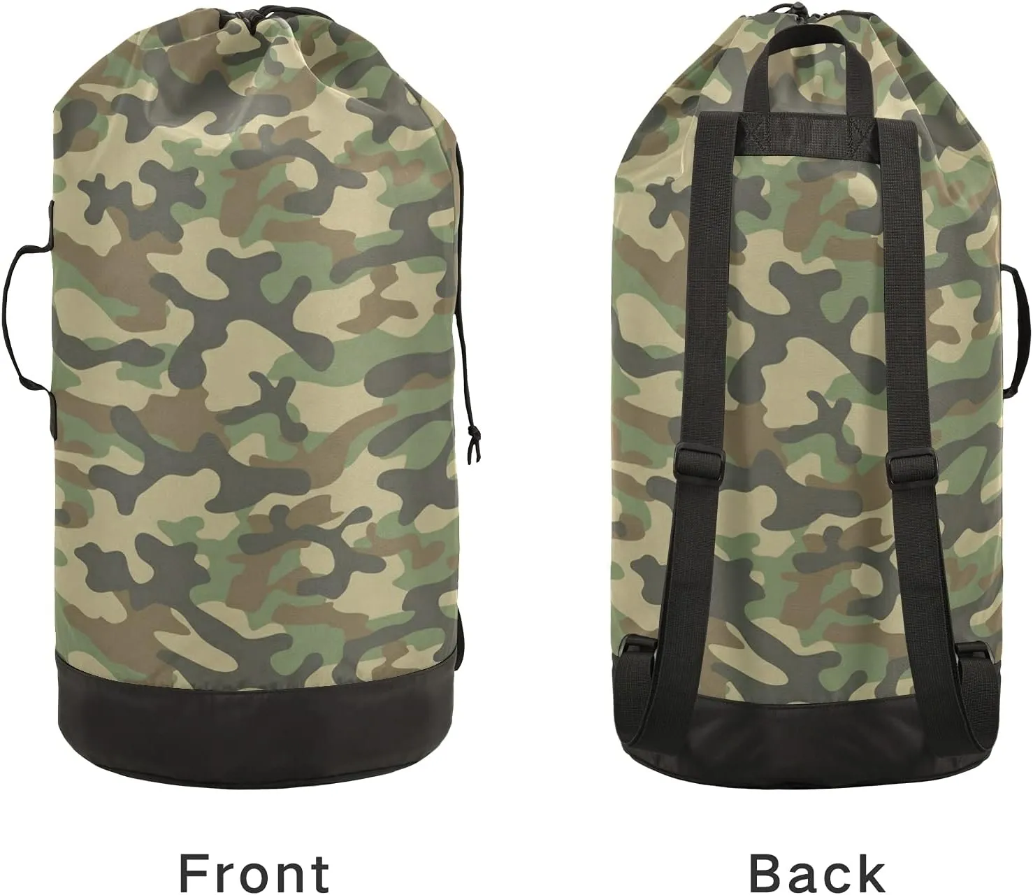 Military Army Camouflage Green Laundry Bag Large Heavy Duty Laundry Backpack for College Students Laundry bag with Shoulder Straps Washable for Camp Traveling Waterproof