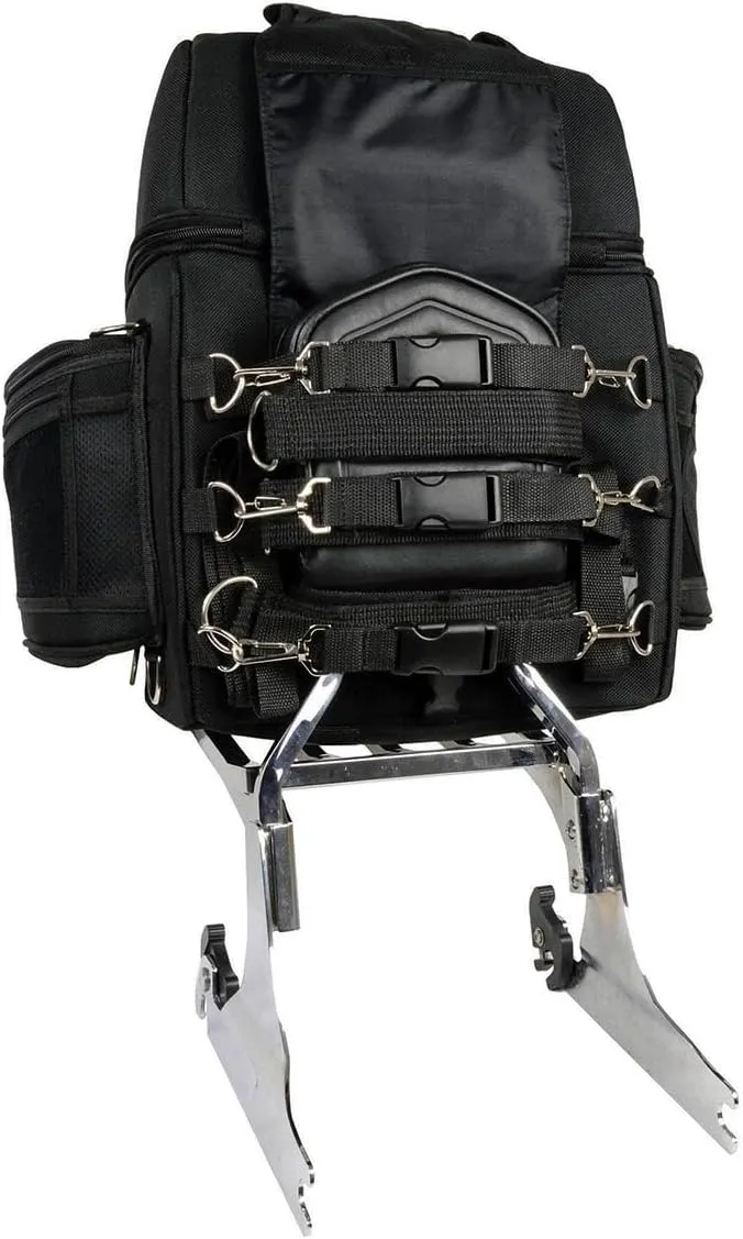 Milwaukee Leather SH682 Black Medium Motorcycle Textile Sissy Bar Travel Bag - One Size