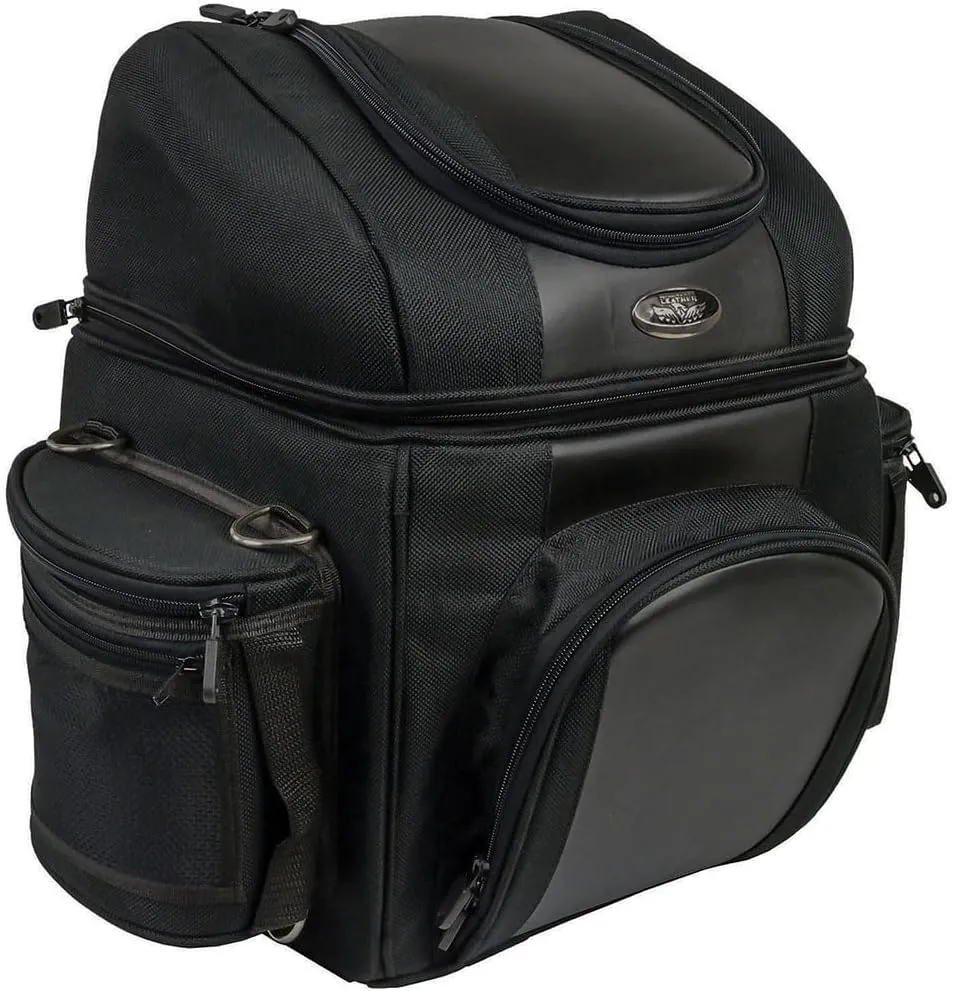 Milwaukee Leather SH682 Black Medium Motorcycle Textile Sissy Bar Travel Bag - One Size