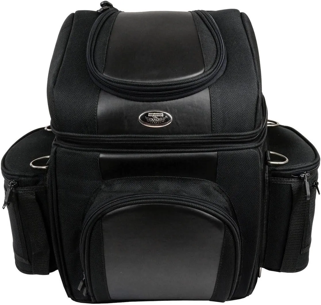Milwaukee Leather SH682 Black Medium Motorcycle Textile Sissy Bar Travel Bag - One Size