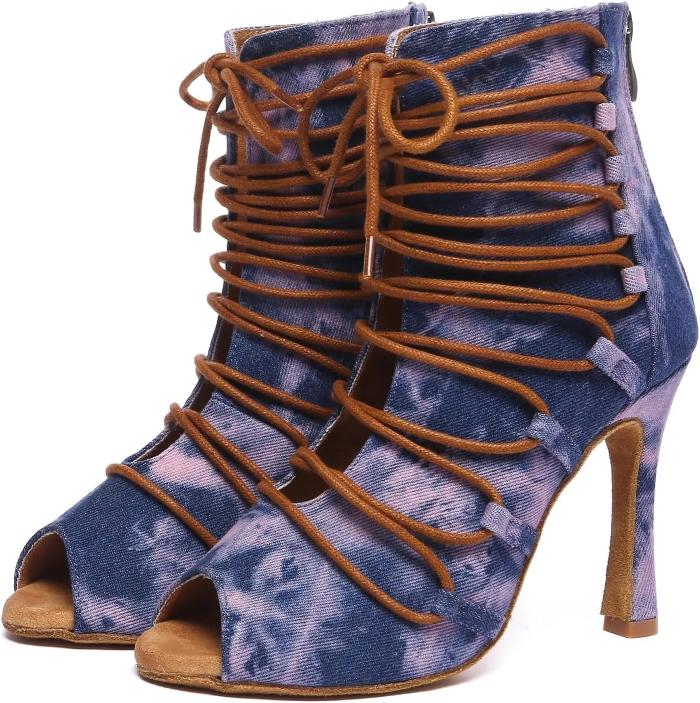 Minishion Comfortable Dance Shoes for Women Sexy Peep Toe Wedding Evening Ankle Booties