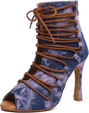 Minishion Comfortable Dance Shoes for Women Sexy Peep Toe Wedding Evening Ankle Booties