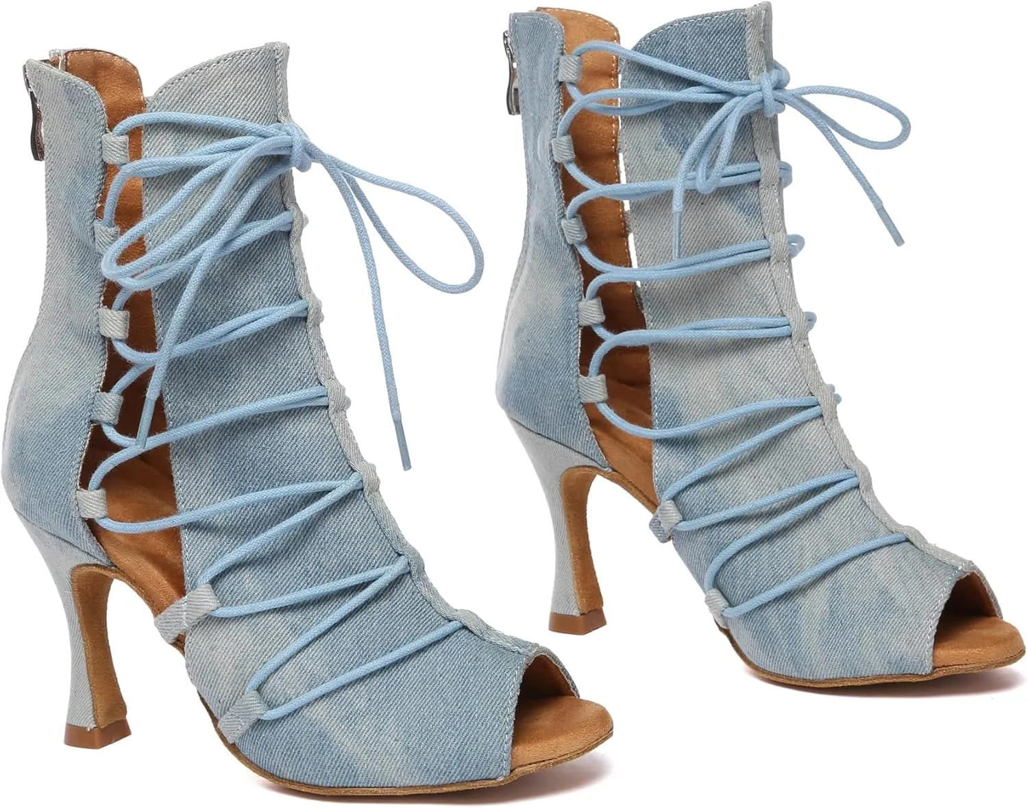 Minishion Comfortable Dance Shoes for Women Sexy Peep Toe Wedding Evening Ankle Booties
