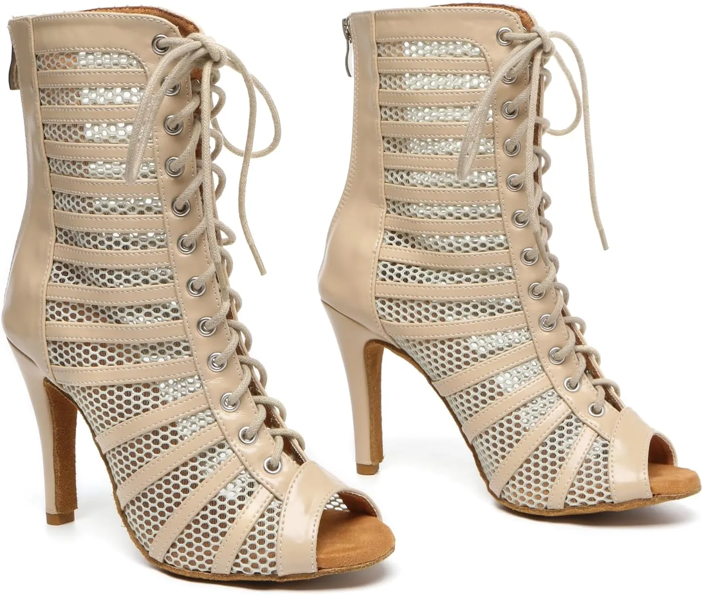 Minishion Sexy Dancing Shoes for Women Peep Toe Evening Prom Ankle Booties
