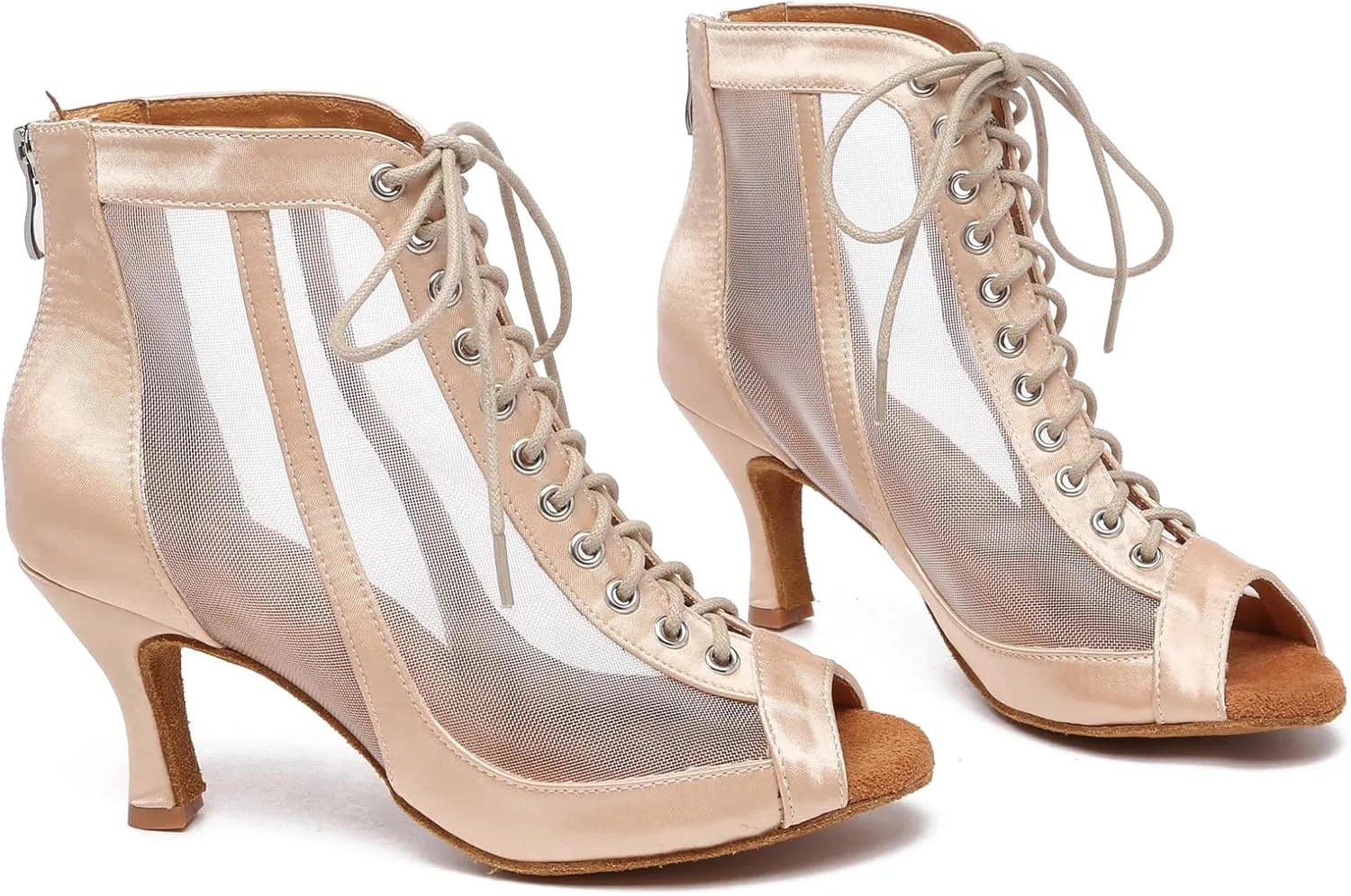 Minishion Sexy Dancing Shoes for Women Peep Toe Evening Prom Ankle Booties