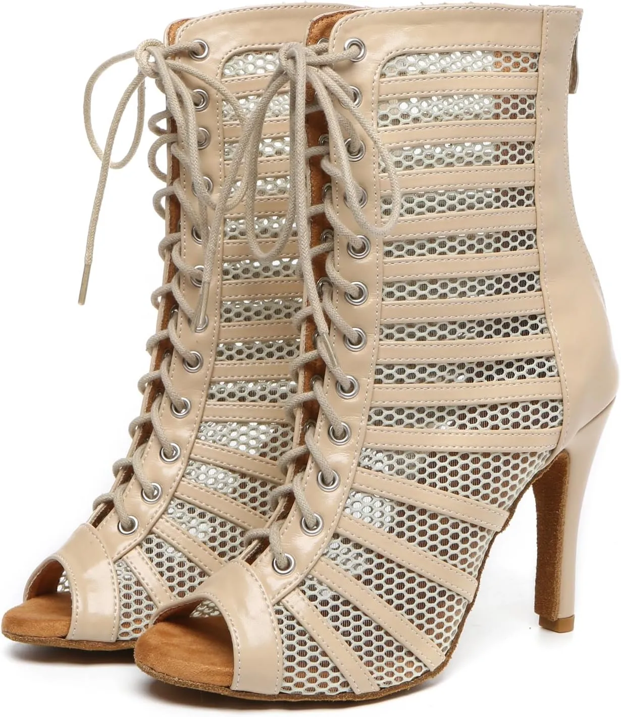 Minishion Sexy Dancing Shoes for Women Peep Toe Evening Prom Ankle Booties