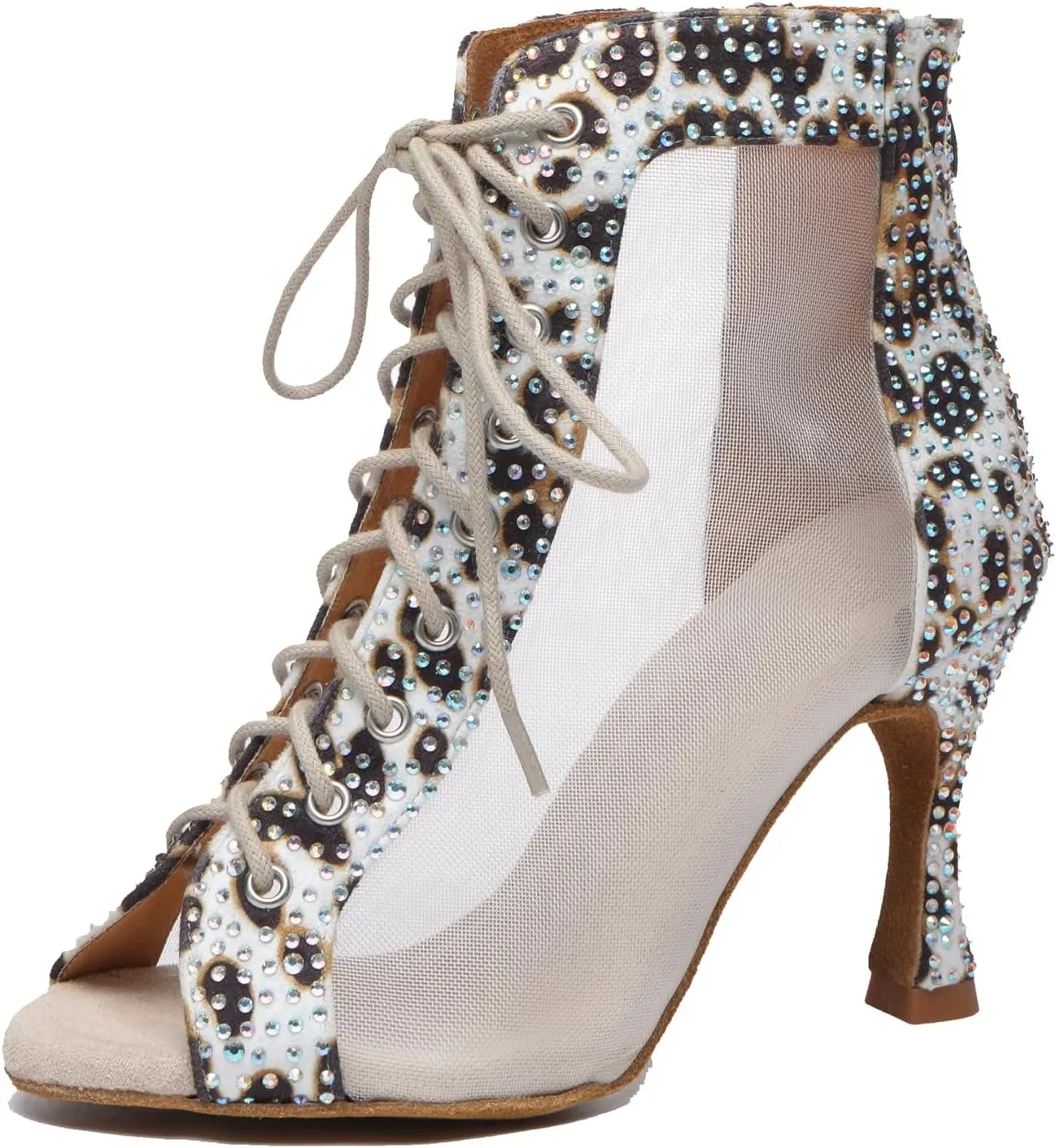 Minishion Sexy Dancing Shoes for Women Peep Toe Evening Prom Ankle Booties
