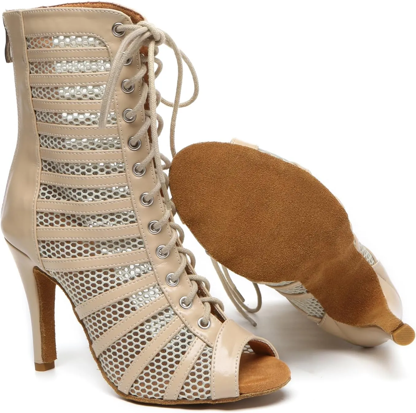 Minishion Sexy Dancing Shoes for Women Peep Toe Evening Prom Ankle Booties
