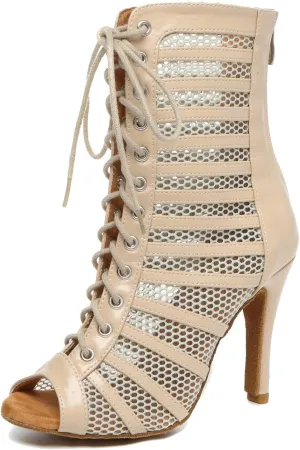 Minishion Sexy Dancing Shoes for Women Peep Toe Evening Prom Ankle Booties