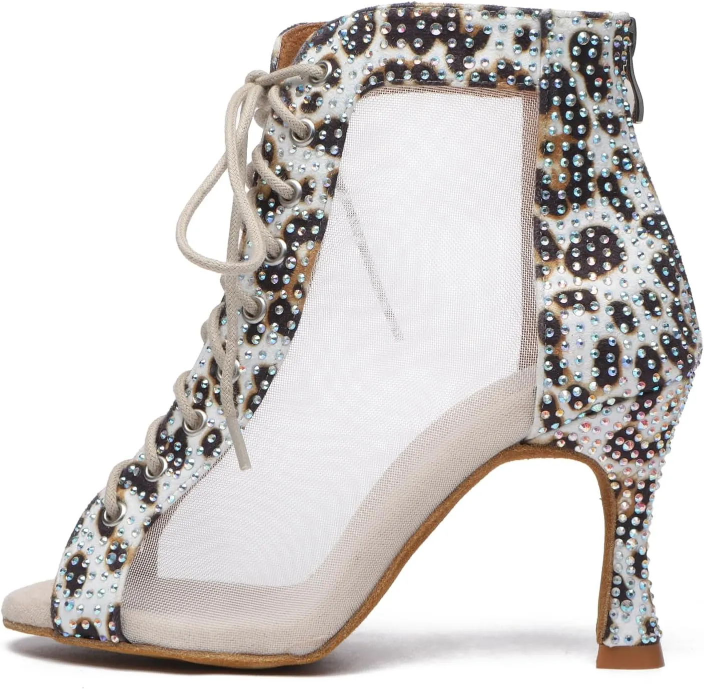 Minishion Sexy Dancing Shoes for Women Peep Toe Evening Prom Ankle Booties