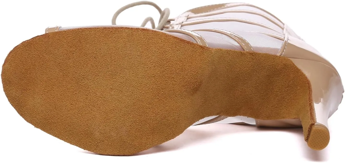 Minishion Sexy Dancing Shoes for Women Peep Toe Evening Prom Ankle Booties