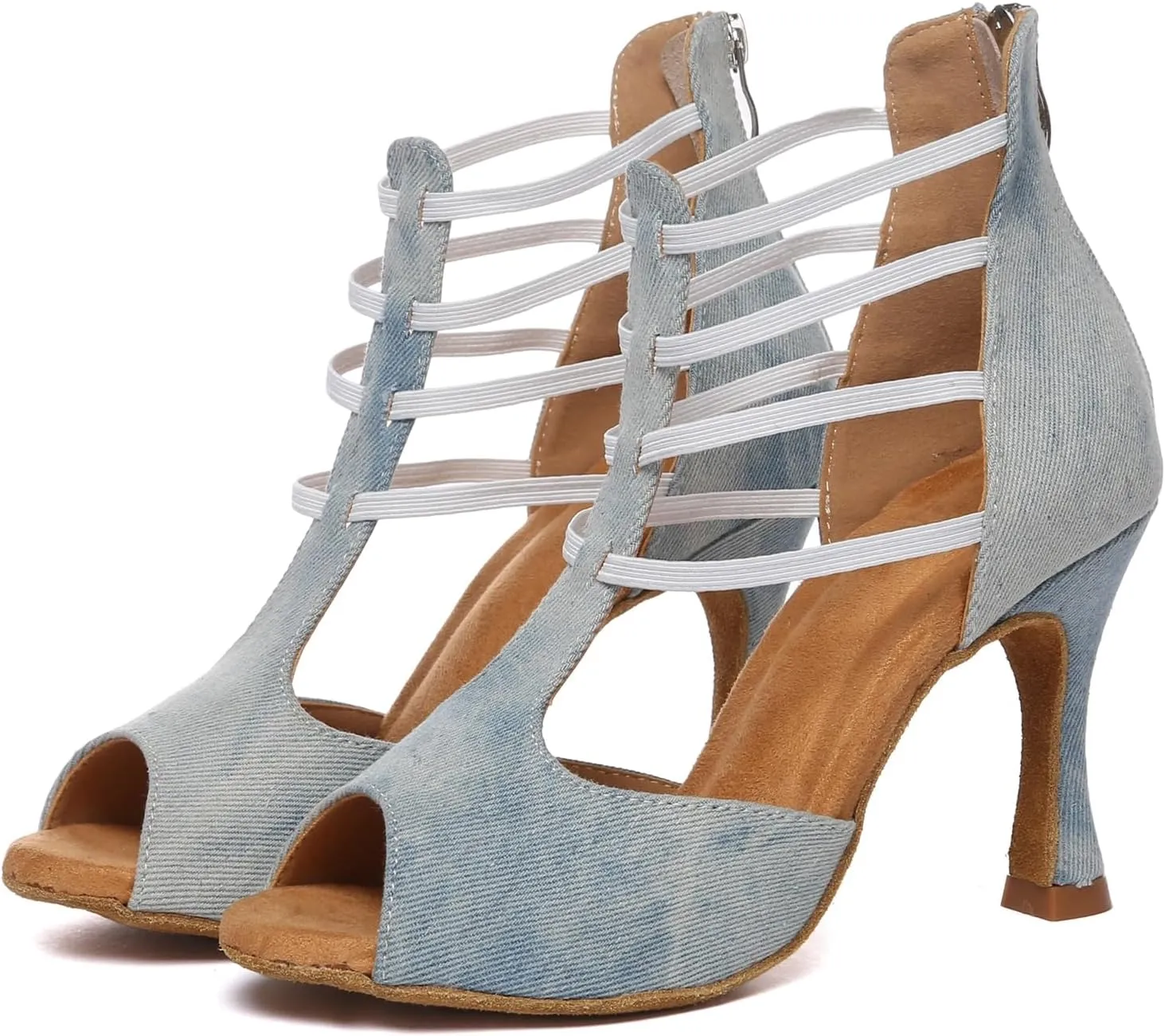 Minishion Women Ballroom Dancing Shoes Peep Toe Evening Party Ankle Sandal Booties