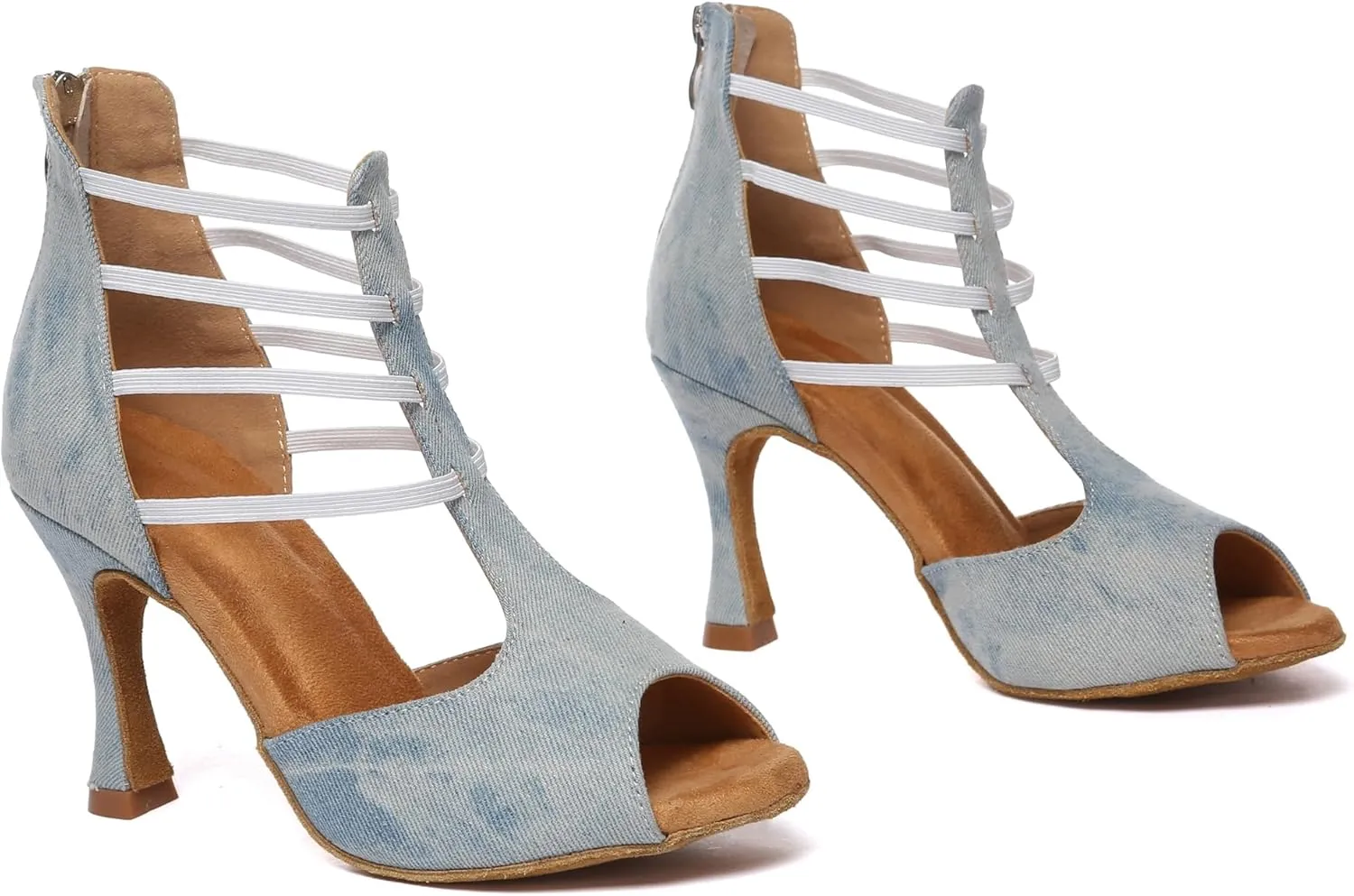 Minishion Women Ballroom Dancing Shoes Peep Toe Evening Party Ankle Sandal Booties