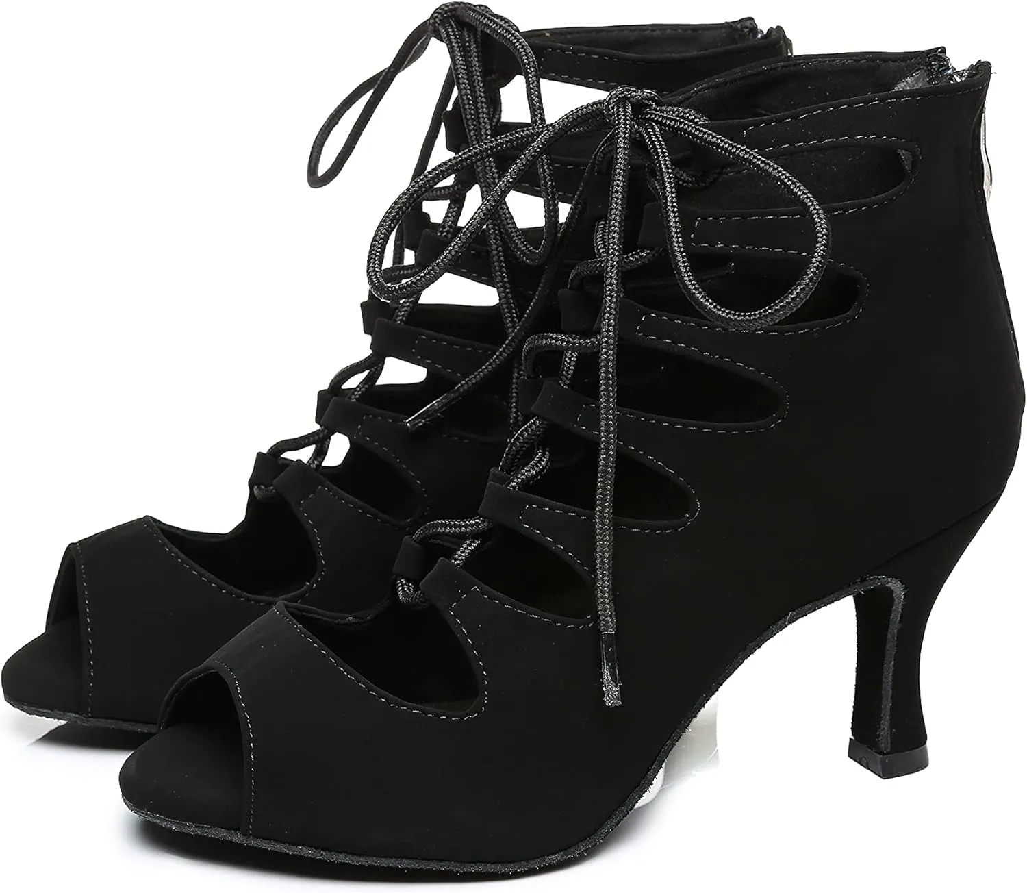Minishion Women's Ballroom Dancing Boots Lace-up Latin Shoes Formal Party Sandals