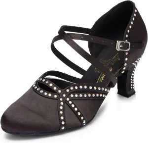 Minishion Women's Closed Toe Dance Heels Comfortable Ballroom Dancing Pumps