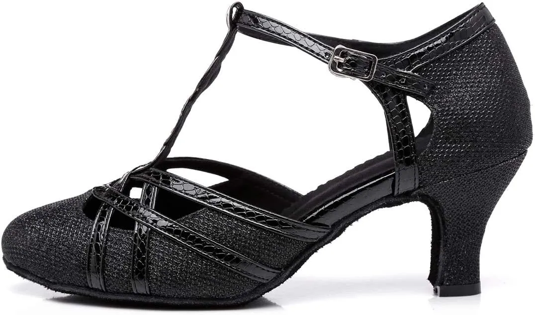 Minishion Women's Glitter Ballroom Latin Dancing Shoes Party Wedding Heels