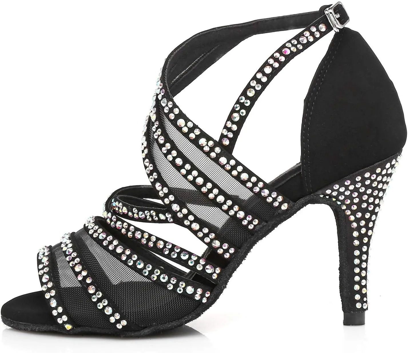 Minishion Women's Latin Salsa Ankle Wrap Ballroom Dance Shoes Evening Sandals QJ7036