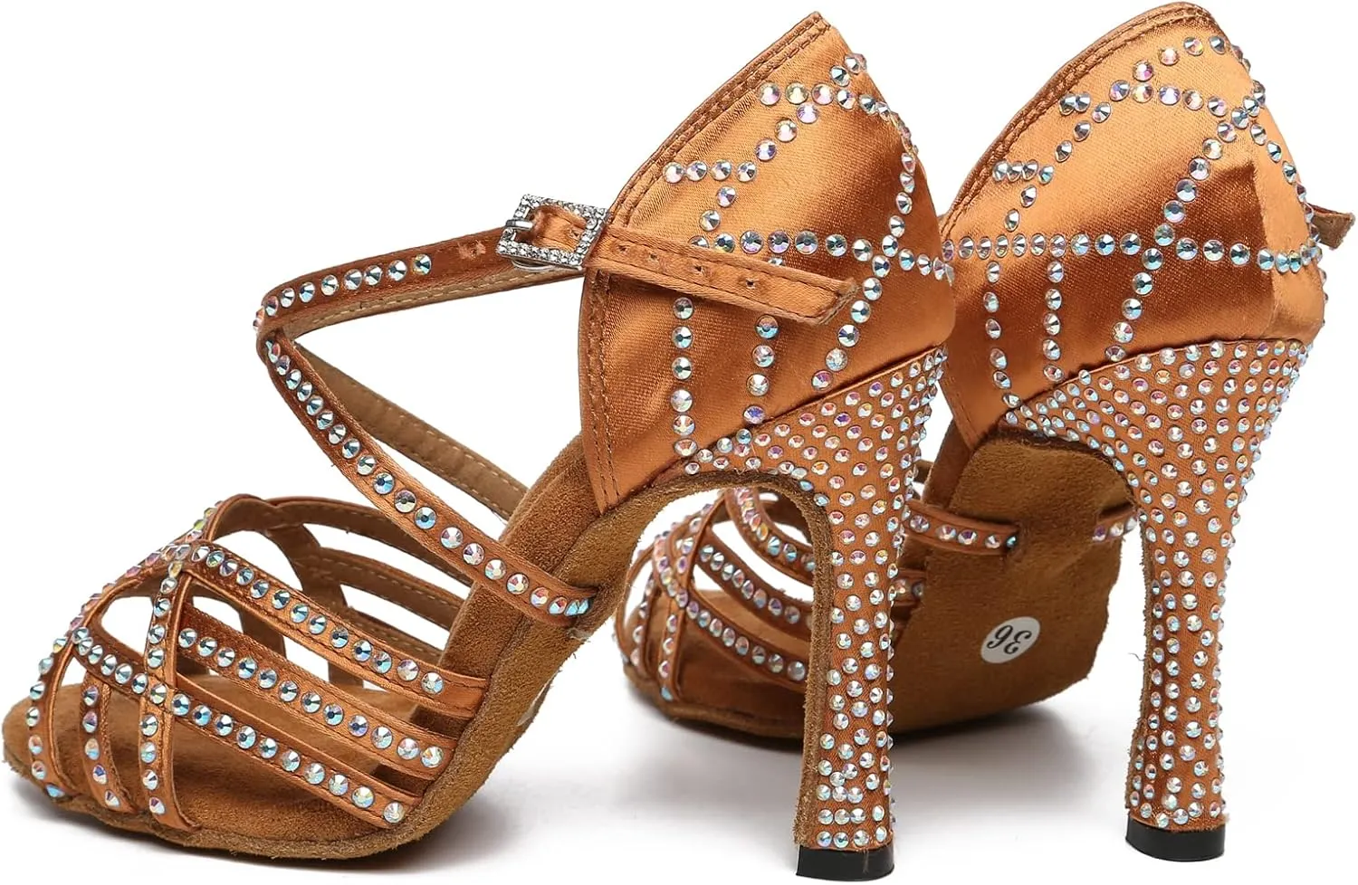 Minishion Women's Sparkling Crystals Ankle Strap Dance Shoes Wedding Prom Sandals