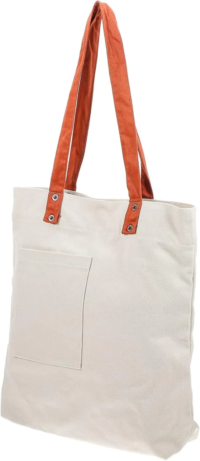 Mobestech Tote Bag Large Canvas Grocery Bag Pockets Reusable Shopping Handbag for Supermarket