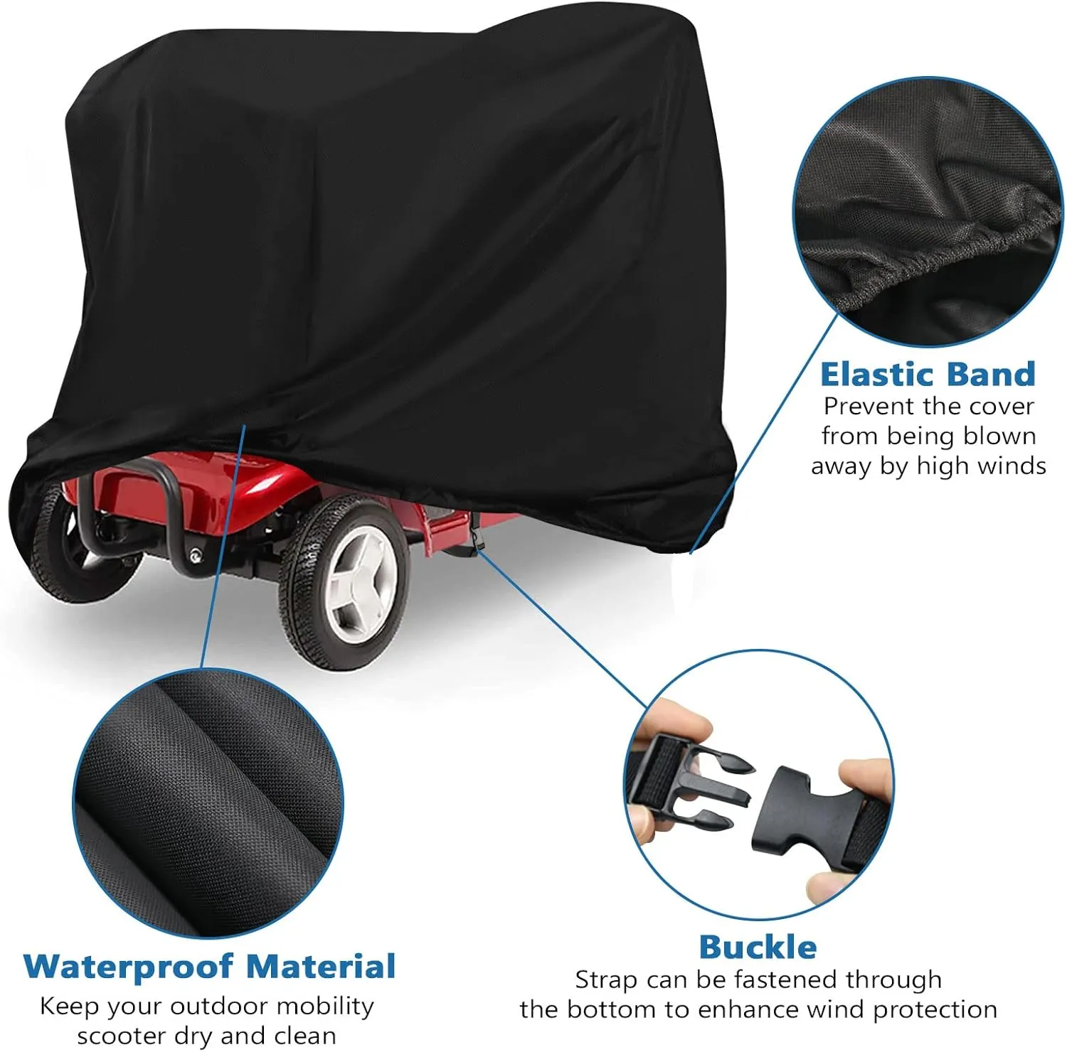 Mobility Scooter Cover - Waterproof, Heavy Duty All-Weather Protection - 55 x 26 x 36 Inch
