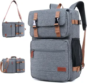 MOLNIA 3 in 1 Laptop Bag for Men, 15.6 Inches Office Laptop Work Bags, Computer Bags for Laptops for Men Women, Business Backpack, Briefcases Messenger Crossbody Shoulder Bag for Men, Gray