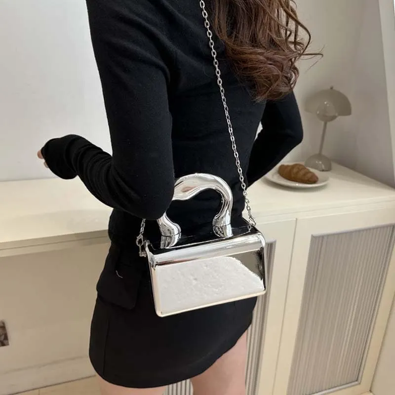 Molodo Acrylic Clutch Tote Bag for Women Trendy Evening Bag with Chain Strap Y2K Crossbody Clutch Handbag Party Prom
