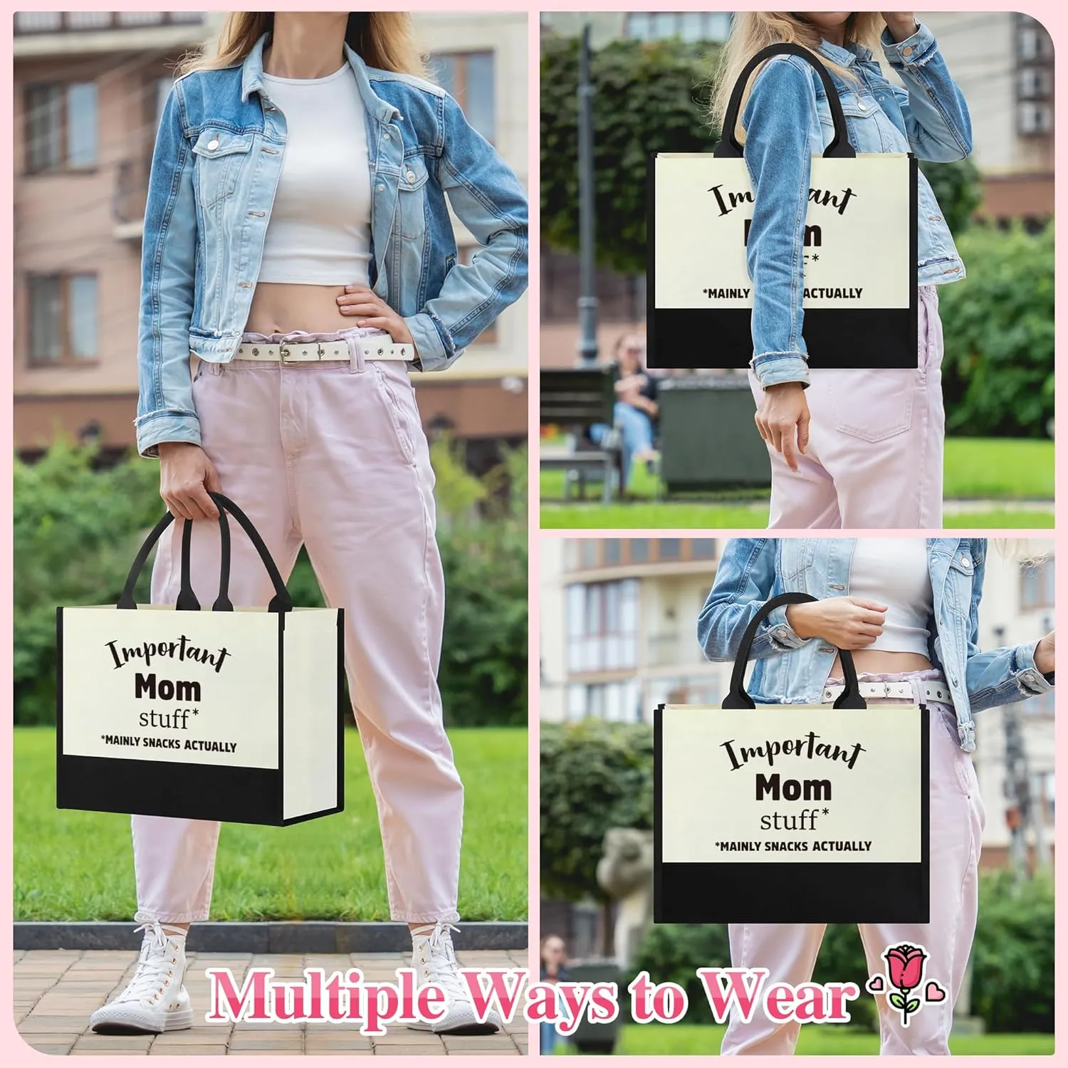 Mom Gifts from Daughter Son, Canvas Tote Bag Birthday Mothers Day Present for Mother Valentines Day Christmas Day, Best Mom Ever Gifts, Pregnancy Presents Ideas for Expecting Mama New Mammy Stepmom
