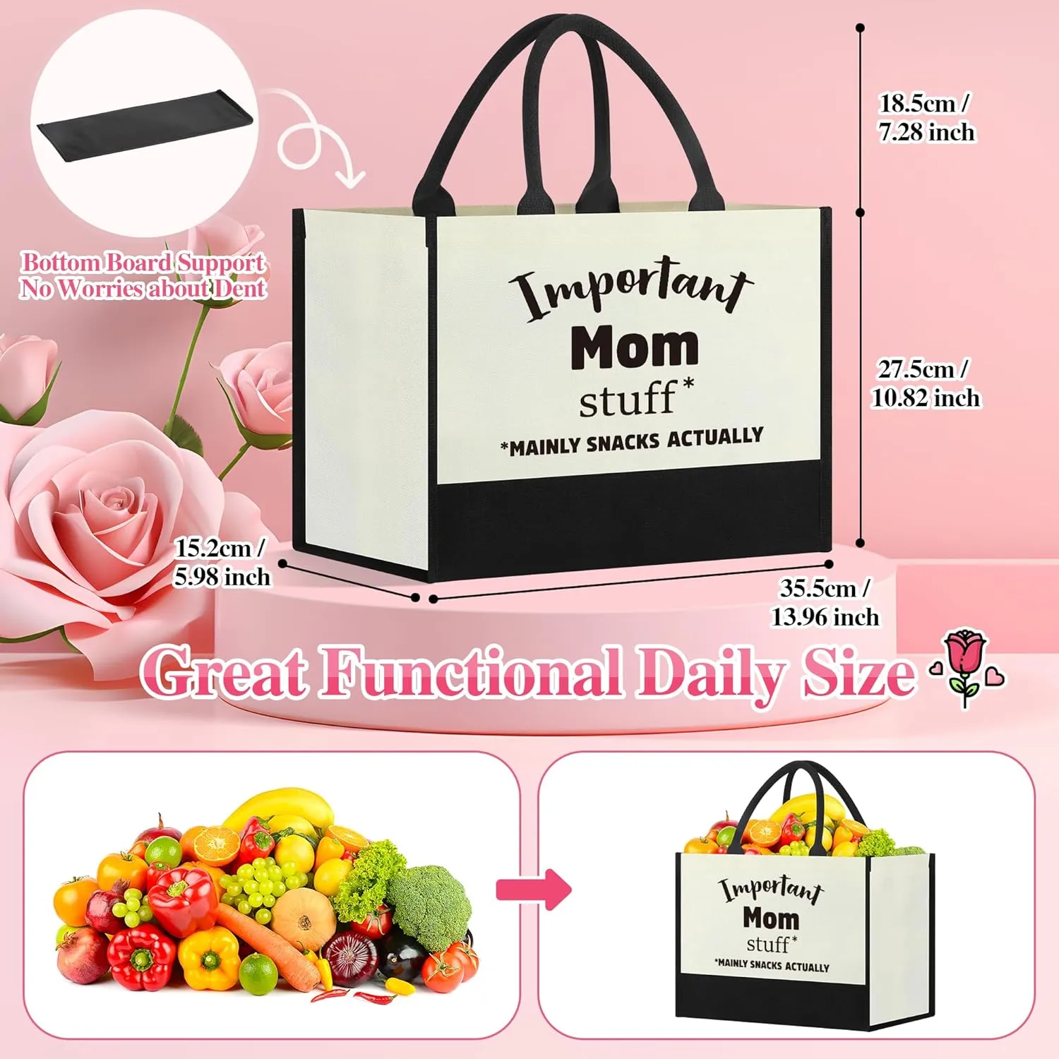 Mom Gifts from Daughter Son, Canvas Tote Bag Birthday Mothers Day Present for Mother Valentines Day Christmas Day, Best Mom Ever Gifts, Pregnancy Presents Ideas for Expecting Mama New Mammy Stepmom