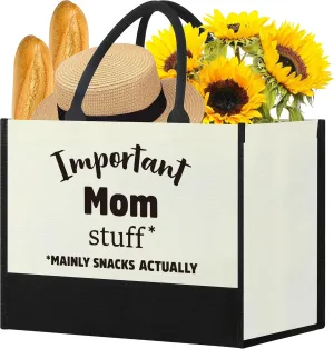 Mom Gifts from Daughter Son, Canvas Tote Bag Birthday Mothers Day Present for Mother Valentines Day Christmas Day, Best Mom Ever Gifts, Pregnancy Presents Ideas for Expecting Mama New Mammy Stepmom
