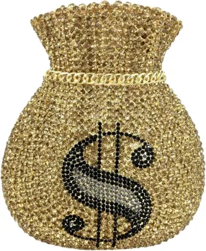 Money Crystal Clutch Bag Women Dollars Evening Handbags Bridal Party Rhinestone Clutch Purse Cocktail Bag,Mini